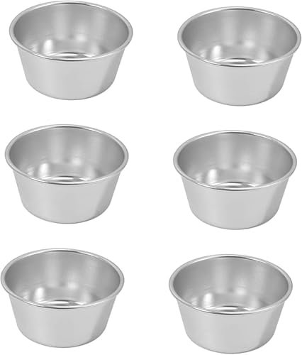 Niltracy 6pcs Pudding Cup Circle Cake Pan Mini Baking Pans Stainless Steel Muffin Pan Single Cupcake Pan Pudding Molds Cups Egg Tart Carbon Steel Pudding Cups Baking Molds Muffin Bowls Tray