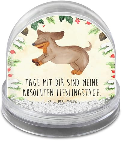 Mr. & Mrs. Panda Schneekugel Weihnachten Hund Dackel - Geschenk, Dekokugel, Herz, dekoartikel, Dachshund, Sprüche, Weihnachts, Schnee Kugel, Hunde