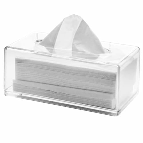 Qusedwey Taschentuchbox Aus Transparentem Acryl mit Deckel, Kosmetiktuchspender-Box für die Arbeitsplatte, Transparentes Trocknertuch Aus Kunststoff A