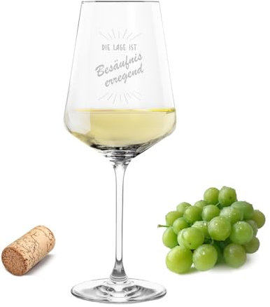Gravur-Max Leonardo Weinglas mit Gravur Weinspruch Die Lage ist besäufniserregend für Weinliebhaber mit einer hochwertigen Gravur Weißweinglas Leonardo Puccini 560ml