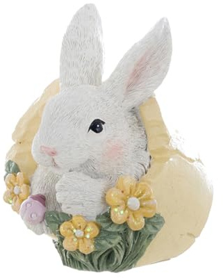 Blanc Mariclò Osterhase Figur aus Kunstharz mit Ei, Persephone Shabby Chic 7x9xH10 cm A