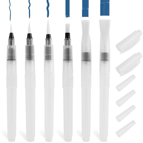 Annlpoy 6 pièces Pinceau Aquarelle Reserve d'eau Pinceau Reservoir Eau Stylo Aquarelle, pinceaux Nylon matériau Professionnels, Tailles 15,5 cm, pour la Peinture en Voyage, léger et Durable