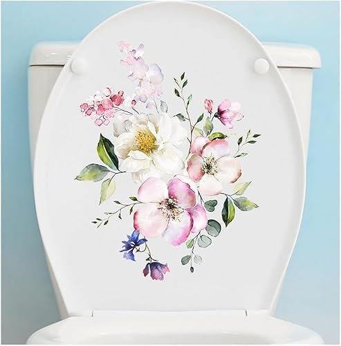 Toilettensitz Aufkleber Blumen Muster Aufkleber Selbstklebend Badezimmer Wandaufkleber Toiletten Abziehbilder Sticker für Badezimmer Deko