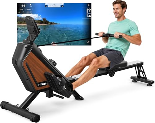 AeroMaze Rudergerät für Zuhause Magnetisches Rudergerät, 16 Stufen Widerstand, Leises Heimrudergerät für Cardio-Training, APP Connection,160 kg Belastbarkeit, Vertikal Verstaubar