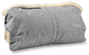 Fellhof Lammfell-Handwärmer Handmuff für Kinderwagen | Lammfell-Handwärmer für Kinderwagen | Merino-Lammfell | Winddicht & wasserabweisend | Universalgröße Graphit Melange