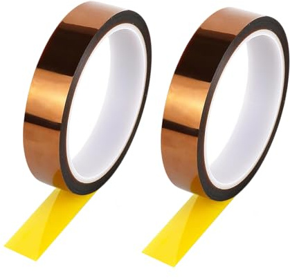 QINGYIWL 2 Rollen Hitzebeständiges Klebeband, 20mm x 33m Kapton Tape | Polyimid Hochtemperaturband für 3D-Drucker Löten, Sublimation und Elektronik Leiterplatten