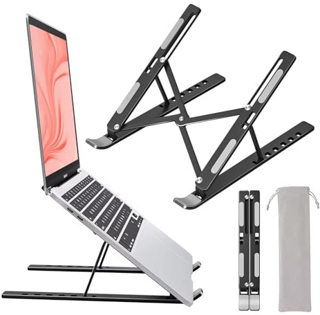 Portable Laptop Stand, 7-Level Adjustable Angle 15-45°, Foldable Design with Storage Bag, Compatible with 10-15.6 inch Laptops, Tablets, Books, Drawing Boards