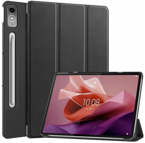 Techsuit für Lenovo Tab P12 Hülle mit 360 Schutz, Mikrofaser Innenfutter, Verstellbare Betrachtungswinkel, Schlankes Design, Anti Fingerabdruck, FoldPro Series, PU Leder, Schwarz