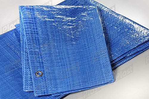 2 x 3m Abdeckplane Bodenplane mit Metall Ringe Bezüge Sunshading Hängematte Zelt tragbar Wasserdicht Bezug Tuch Auto Dach leicht für Outdoor Wandern Camping (Blau)