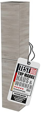 FACKELMANN Hochschrank Lima/Badschrank mit Soft-Close-System/Maße (B x H x T): ca. 30,5 x 160,5 x 32 cm/Türanschlag frei wählbar/Korpus: Braun/Front: Braun