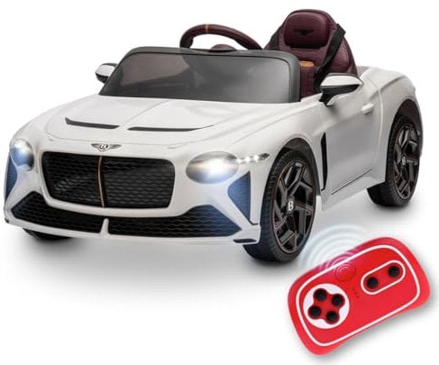 Playkin Bentley BACALAR White – Coche Eléctrico Descapotable para Niños +3 Años, Réplica Oficial, Batería Recargable 12V, Mando A Distancia, Color Blanco