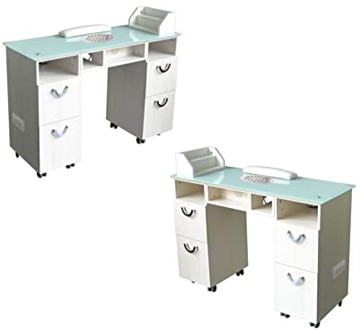 POLIRONESHOP CRETA - Table de Travail Professionnelle pour Reconstruction d'Ongles et Manucure, Design Pratique et Confortable (blanc)
