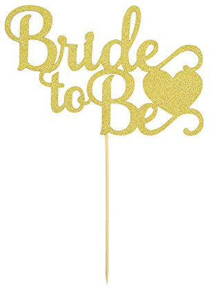 Oblique Unique® Torten Kuchen Topper Aufsatz Bride to Be Hochzeit JGA Junggesellinnenabschied Deko - Gold mit Glitzereffekt Muffin Cupcake Dekoration