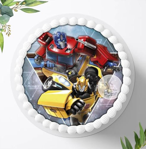 Für den Geburtstag ein Tortenbild, Zuckerbild mit dem Motiv: Transformers, Essbares Foto für Torten, Fondant, Tortenaufleger Ø 20cm, 0592w
