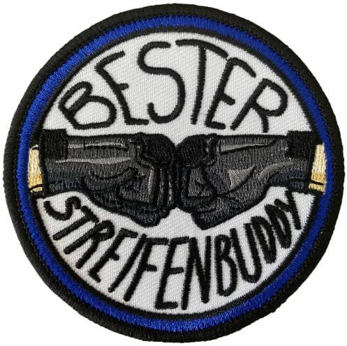 Polizeimemesshop Bester Streifenbuddy Textil Patch mit Klett - Polizei - Buddy - Blue Line