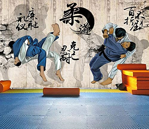 Papier Peint 3D Personnalisé 3D Mural Mur De Fond De Gymnase De Judo Japonais Rétro Nostalgique-250Cmx175Cm