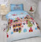 Rapport Gingerbread Town Bettwäsche-Set für Einzelbett, Weihnachtsmotiv, Blau