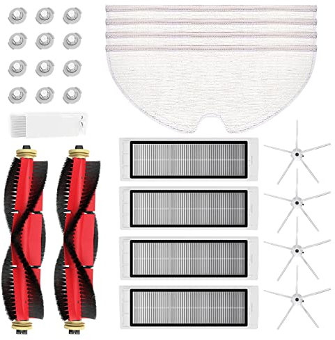 Rrochio 27 Pezzi Accessori Compatibile con Roborock S5, S5Max, S6, S6 Max ed E, Ricambio con Spazzola Principale, Panno Mocio, Filtro, Spazzola Laterale Bianca, Filtro Serbatoio Acqua, attrezzo