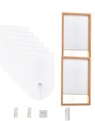 6PCS Temporary Blinds for Windows Paper Blinds, Temporary Blackout Blinds Stick On,No Drill No Tools Adhesive Pleated Shades, Light Filtering Quick Fix Easy to Install, 91 * 180 CM,White