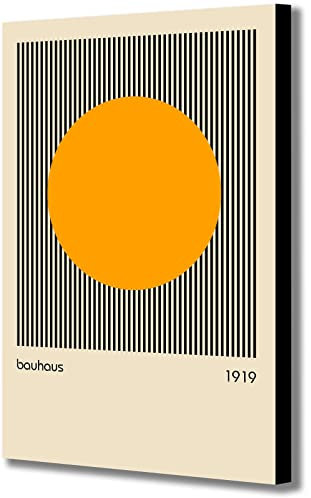 Wandbild auf Leinwand, Motiv Bauhaus Orange Circle 1919, abstrakt, verpackt, gerahmt, verschiedene Größen (A2 61 cm x 41 cm)
