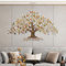Décoration Murale en métal, Arbre de Vie avec des Feuilles d'or/Vert/Cristal décoration Murale Art en métal, pour intérieur extérieur Maison Chambre Salon,30 W x 18 H（77x45cm）