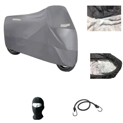 Compatible con Yamaha WR 125 R Funda Moto Forro Impermeable Anti Granizo para Moto-Scooter-Parabrisas Y BAUL Case Negro con Funda Rayas Fluo 296X105X127CM