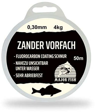 Major Fish Zander Vorfach Fluorocarbon Schnur Angelschnur | 0,30 mm | 4 kg | 50 Meter