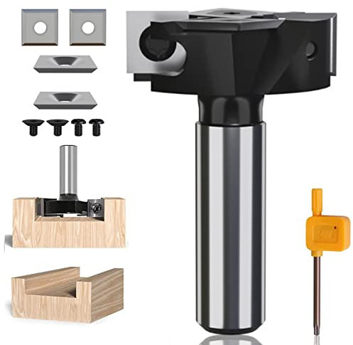 Fraise À Surfacer CNC Pour Spoilboard, Tige 8/12 Mm, 2 + 2 Cannelures, Insert En Carbure, Fraise À Bois Pour Défonceuse, Diamètre De Coupe De 3,8 Cm, Lame Remplaçable,12mm
