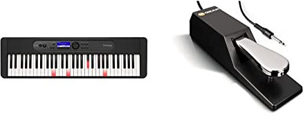 Casio LK-S450 CASIOTONE Top Leuchttastenkeyboard mit 61 anschlagdynamischen Tasten im Piano-Look, schwarz & M-Audio SP-2 - Universal Sustain Pedal mit Piano Style Action, das ideale Zubehör