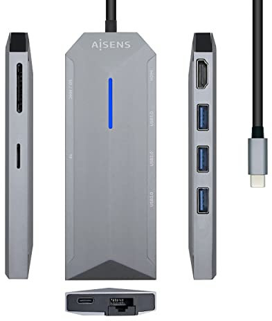 Aisens Docking USB-C 3.2 Multipuerto Gris