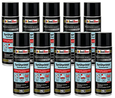 Isolbau Sprühprimer 10 x 500 ml - Kontakt-Primer zur Vorbehandlung der Haftflächen - Haftvermittler für Glas, Holz, Metall, Mauerwerk, PVC, Beton uvm