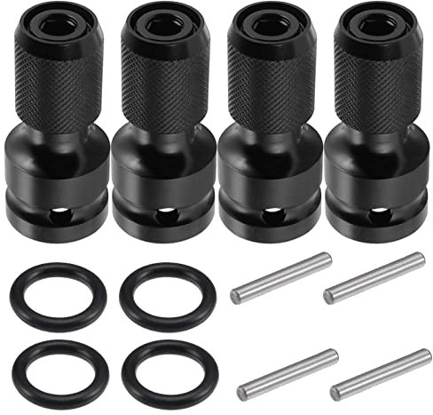 Nizirioo Embout Visseuse Douille a Choc 4 Pièces Adaptateur 1/4 1/2, Aptateurs de Douille 1/2 Carré à 1/4 Hexagonal pour Clé à Cliquet à Impact et Douille de Porte-Embout de Tournevis