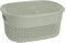 M1SS Plastic Storage Basket With Lid and Handle Oval Shape Shelf, Bathroom Basket Knit Design Toy Boxes Multi Colour Plastic Organiser ETC Baskets For Shelves, Kitchen (Green, Small - 4L)