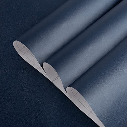TOTIO 80CMx4M Papier peint autocollant bleu extra large,Autocollants pour meubles bleus Sticker vinyle imperméable pour meubles Bleu Marine Mat épaissi Convient aux murs des bureaux et des magasins