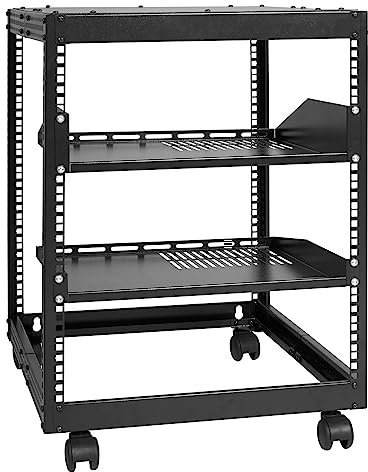 VEVOR 12U-Server-Rack mit offenem Rahmen 15-40 verstellbare Tiefe freistehender/wandmontierter Netzwerk-Server-Rack 4-Pfosten-AV-Rack mit Rollen für Ihre gesamte Netzwerk-IT-Ausrüstung AV-Ausrüstung