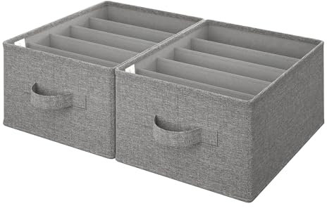 GRANNY SAYS Clothes Drawer Organizer, Drawer Organizers for Clothing, Closet Organizers and Storage, Clothes Organizer for Folded, Pants, Jeans, Shirts Organizer for Closet, Light Gray, 2-Pack