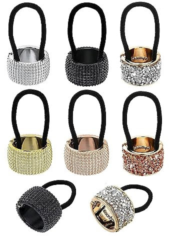 Metall Kreis Pferdeschwanz 6pcs Manschette Wrap Multicolor Haarband Seil Elastische Haargummi Halter Frauen Strass Glitter Pferdeschwanz Halter Manschette Metall Haargummis Gothic Punk Haar Halter