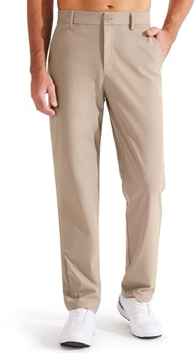 Libin Golfhose Herren Lang Chino Hose Herren Regular Fit Stretch Anzughose Business Hose Bequeme Stoffhose für Männer mit 4 Taschen 78cm Innenlänge Khaki