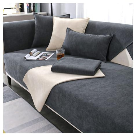 Sofabezug, Sofaschoner Rutschfest, Non Slip Sofa Cover Couchbezug Sofa Überzug 1/2/3/4 Sitzer, Sofabezug Ecksofa L Form, Couchschoner, Sofaüberwürfe, Couchbezug ( Farbe : Dark Grey , Size : 70*70cm )