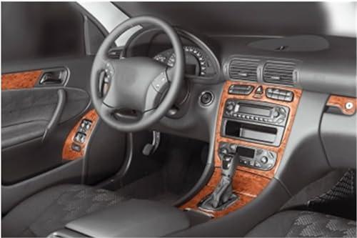 AUTOKLEIDUNG® Cockpit Dekor kompatibel mit Mercedes C Klasse W203 Baujahr 05/2000-12/2006 16 Teile | 3D Carbon Optik