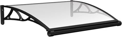 AZHANGYB Auvent VoûTé De Porte 80x120cm, Auvent De FenêTre avec Support Noir, Marquise en Polycarbonate Transparent, Porte RéSistante Toit Abri Protection Contre La Pluie Et UV
