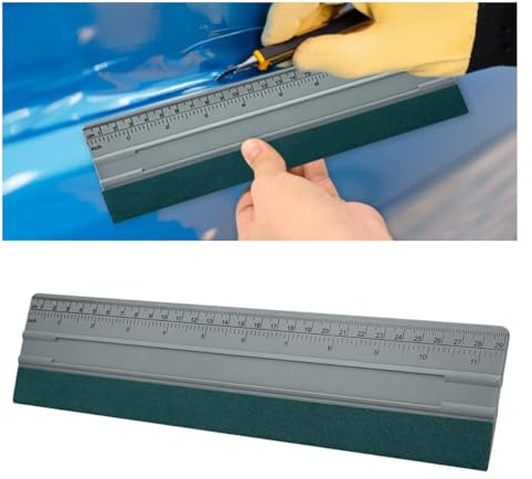 12 Inch Vinyl Wrap Squeegee, Window Tint Squeegee Installation Tool with Ruler 15CM & Suede Felt Edge, Car Vinyl Wrap Scraper Tool for Sign-Making Graphic Wallpaper Film Smoothing (12 Inch)