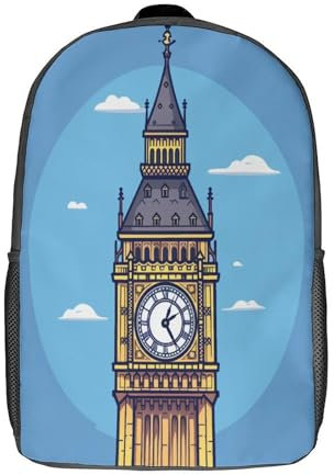 MOBYAT School Bag Mädchen, Unisex, Geschenk - Big-Ben-Uhr