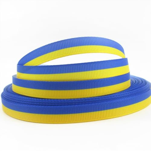 Cinta amarilla y azul de 9 mm/25 mm, 5 yardas, cintas azules y amarillas, adornos y adornos, cinta de color de la bandera ucraniana, rollos de cinta hechos a mano, adecuados para hacer algunas