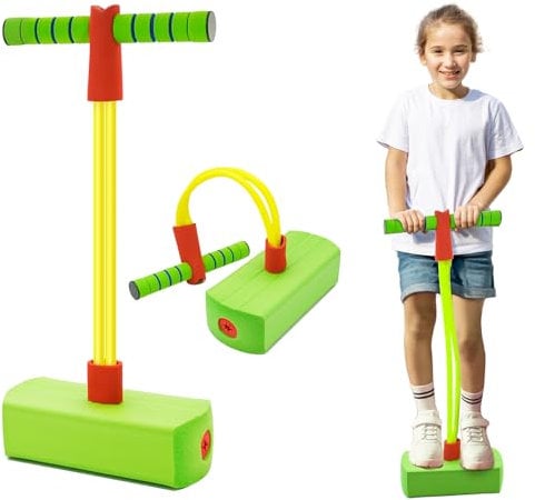 ZephyrCraft FrogJump Pogo Stick für Kinder, Outdoor Spielzeug für Kinder von 3-12 Jahren, Schaumstoff-Jumper mit Quietscher, Geburtstags, Spaßiges Gartenspiel