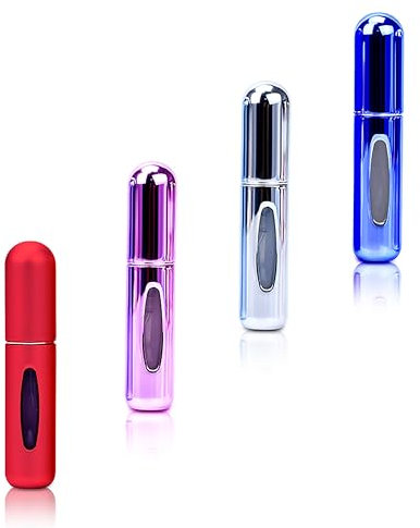 Genérico 4 PCS Atomizador de Perfume, Bote de Perfume Recargable con Ventana de Visualización - Perfumador Recargable de 5ml, Miniaturas de Perfume, Ideal para Viajes, Bolsos y Carteras