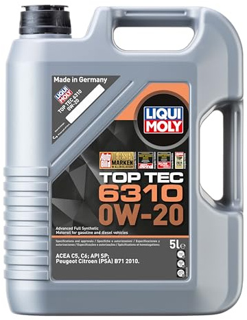 LIQUI MOLY Motoröl 0W-20 Top Tec Motor Öl 6310 5L Kompatibel mit NISSAN Qashqai II J11, J11, MAZDA CX-5 KE, GH, FIAT 500 312, OPEL Corsa F, PEUGEOT 2008 Kombi CU