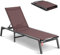 VEVOR Chaise longue jardin extérieur, transat de patio pliable aluminium avec 5 positions réglables, chaise inclinable de bronzage entièrement plate pour terrasse, plage, piscine, en plein air, marron