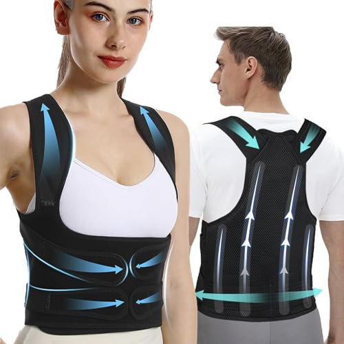 Posbaer rückenstützgürtel Innovative einstellbare rücken geradehalter, Öffnen Sie die Schultern, Mehrfach wiederverwendbare haltungskorrektur rücken (1, Schwarz PB01, M)