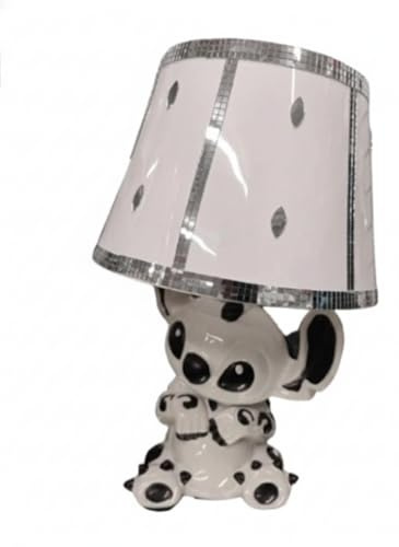 DEENZ Bling Crushed Diamond Stitch Table Lamp with Silver Shade Ceramic Base Sparkling Bedside Home Decor Gift (White Black Style 2)